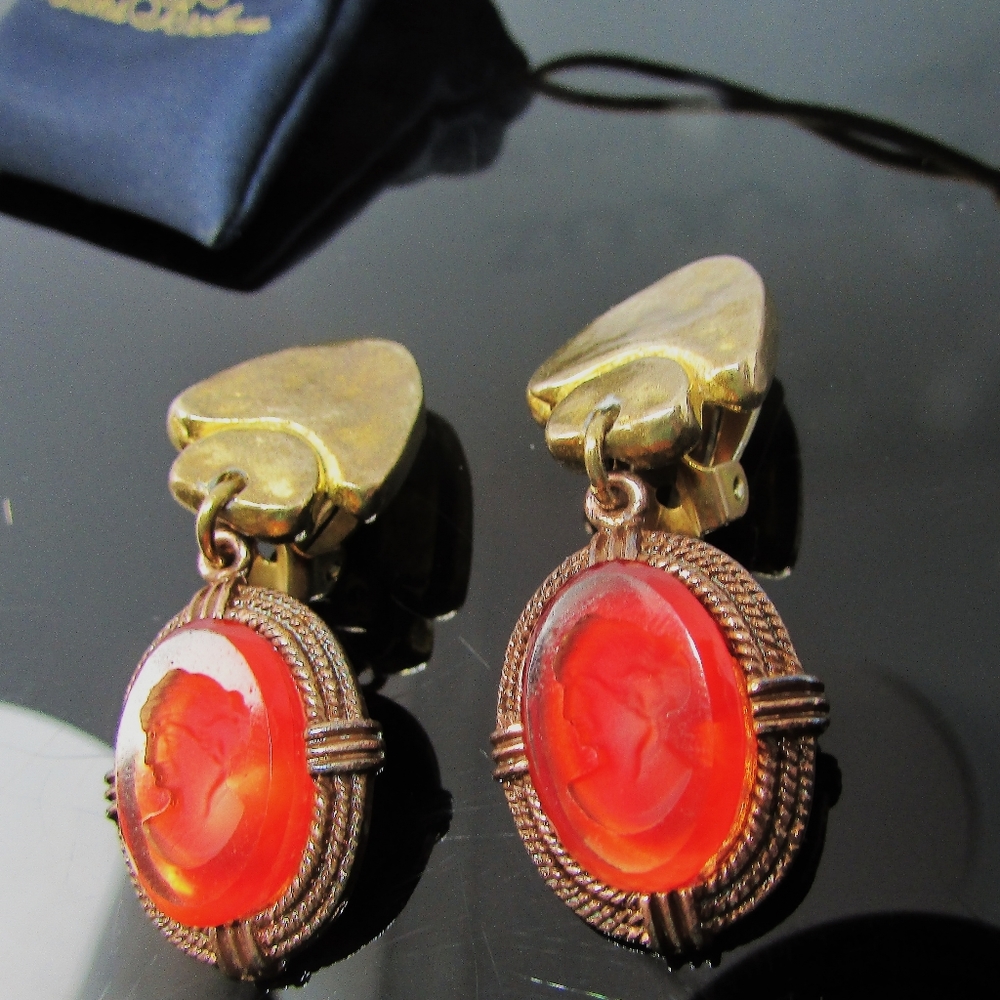 Chantal Audias’ Vintage Red Cameo Earrings c.1990’s